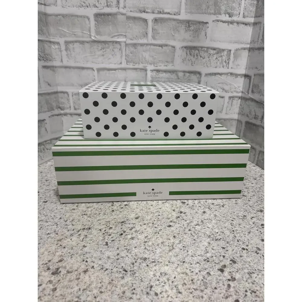 NEW Kate Spade Set of Two Decorative Polka Dot and Striped Nesting Storage Boxes